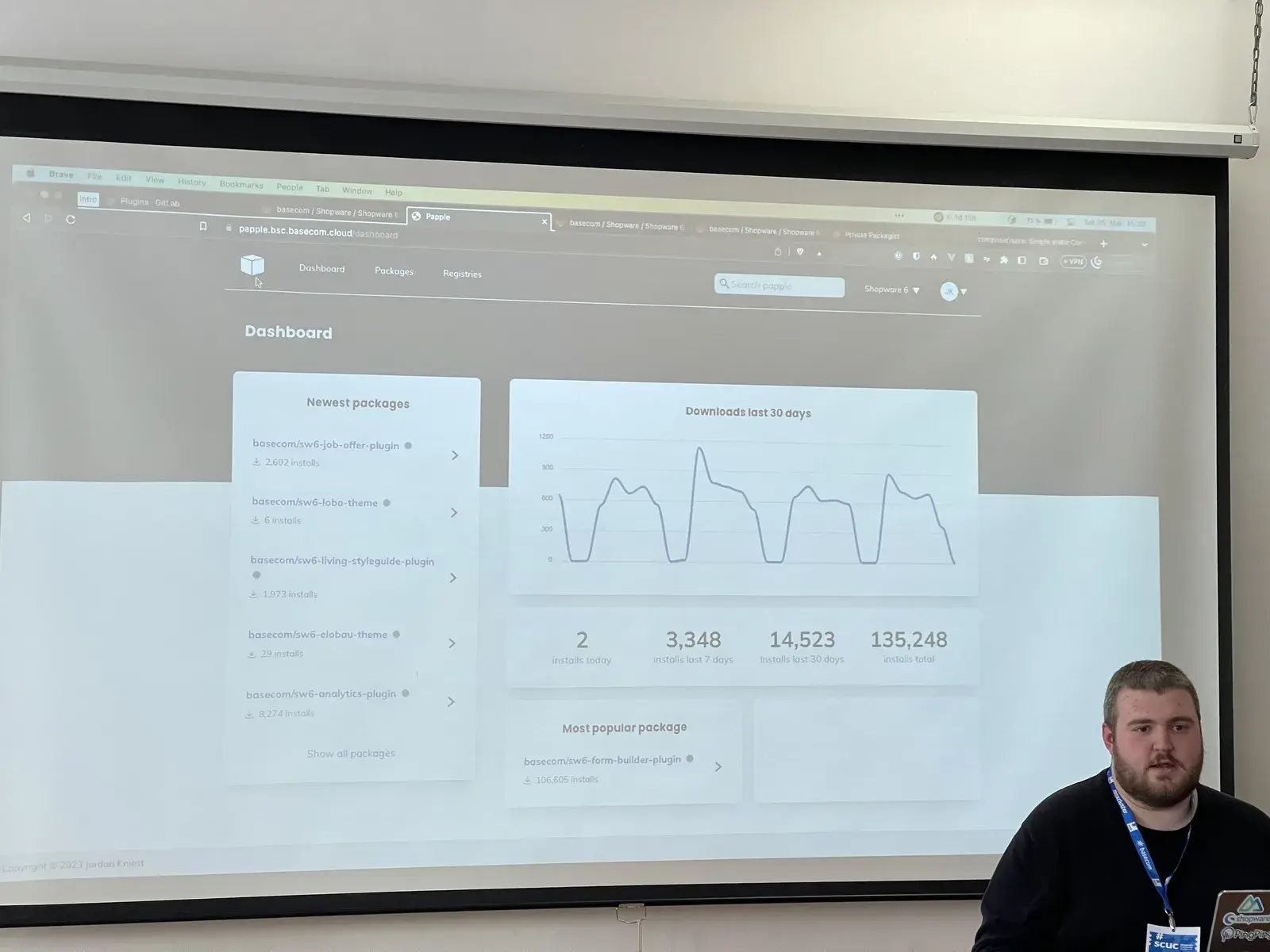 Dashboard eines privaten Composer-Repositories mit Paketliste und Installationszahlen