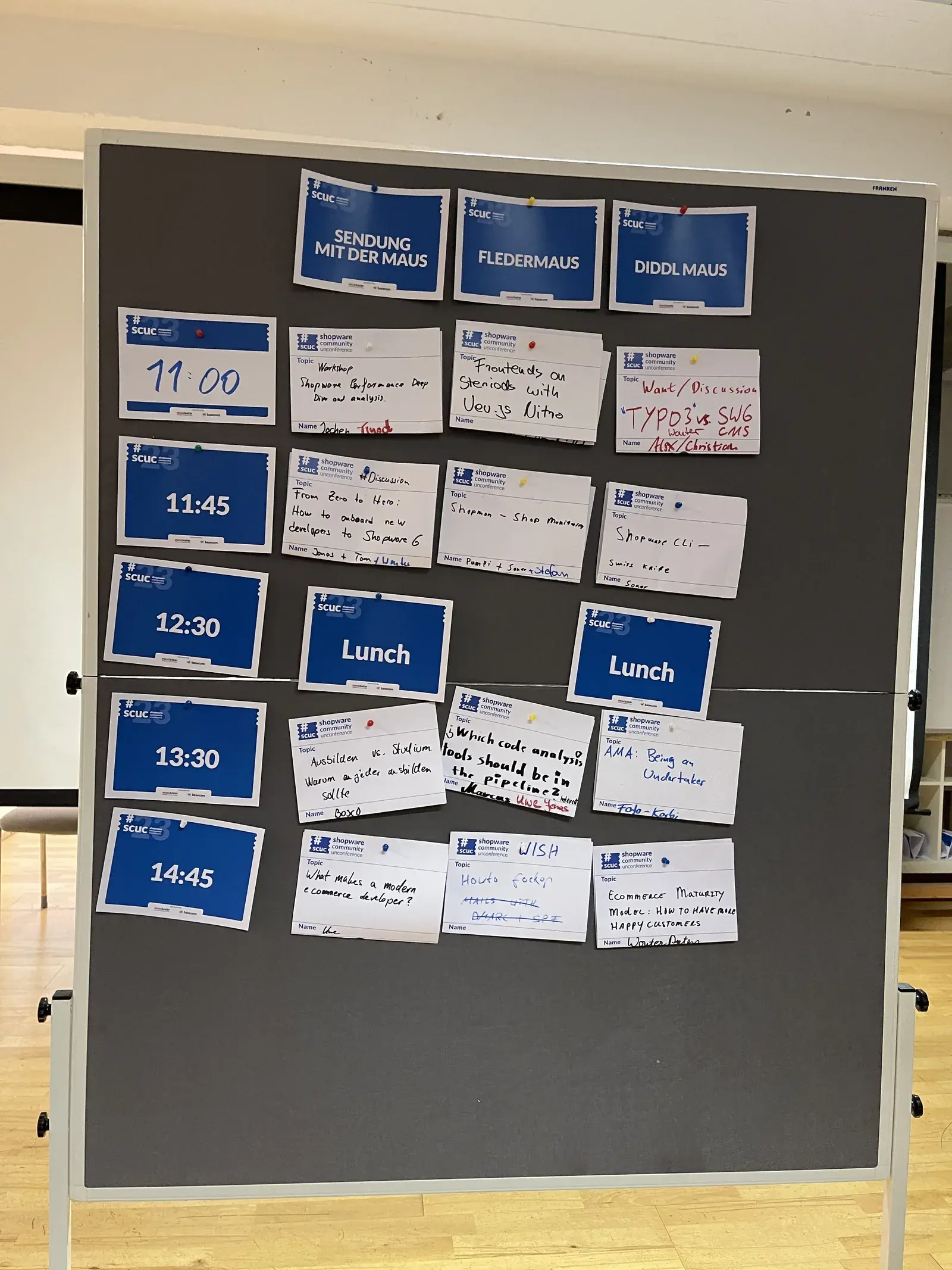 Sessionplan des zweiten Tages mit neuen Themenkarten und Zeitslots